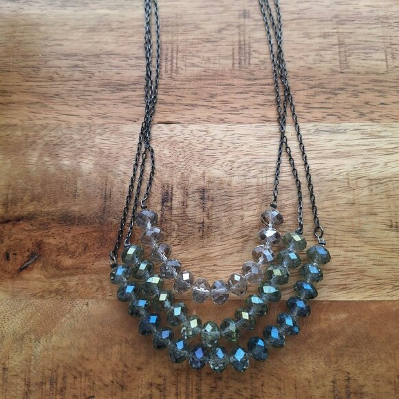 Express Multi‎ Layered Bead Necklace Adjustable Chain Lobster Clasp - Picture 3 of 7